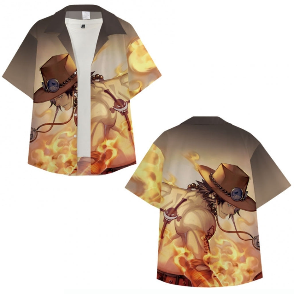 One Piece - Full Colour Button Up T-Shirt