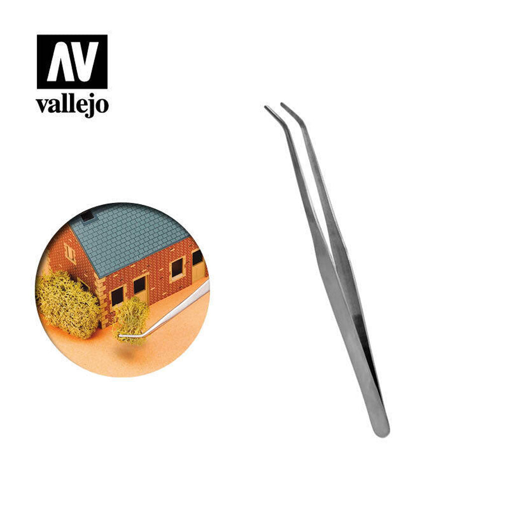 Vallejo T12009 - Strong Curved Stainless Steel Tweezers (175mm)