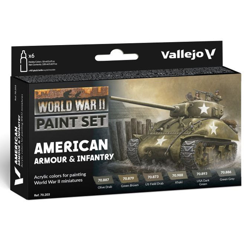 Vallejo - Model Colour - American Armour & Infantry WWII 6 Colour Set