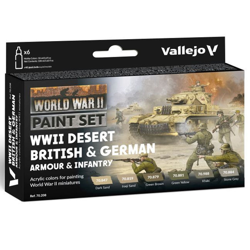 Vallejo - Model Colour - Desert British & German Armour & Infantry WWII 6 Colour Set