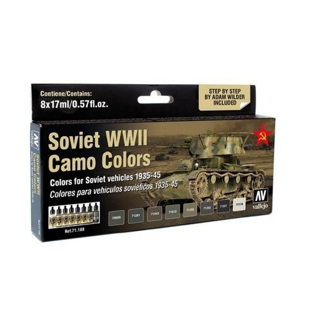Vallejo AVF - Model Air Soviet WWII Camo Colours - 8 Colour Acrylic Airbrush Paint Set