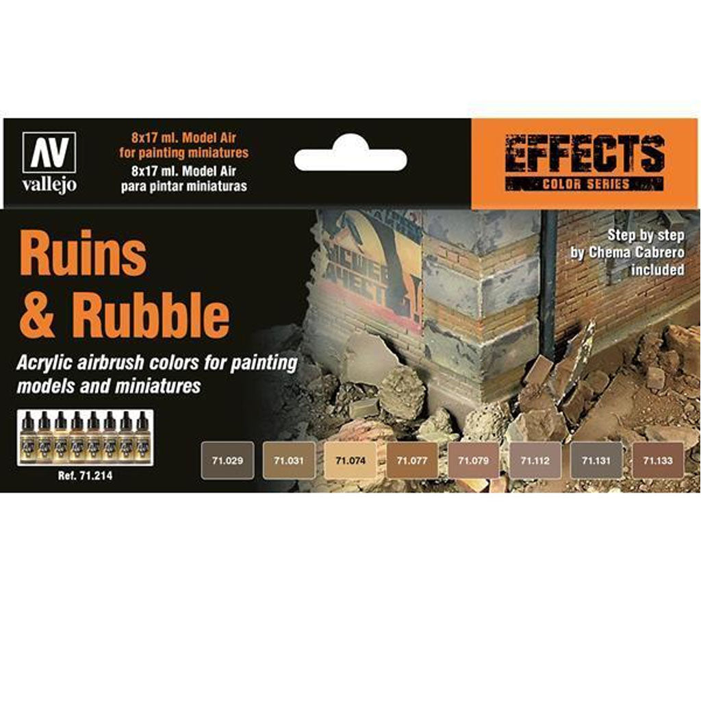 Vallejo 71214 Model Air Ruins & Rubble 8 Colour Acrylic Paint Set