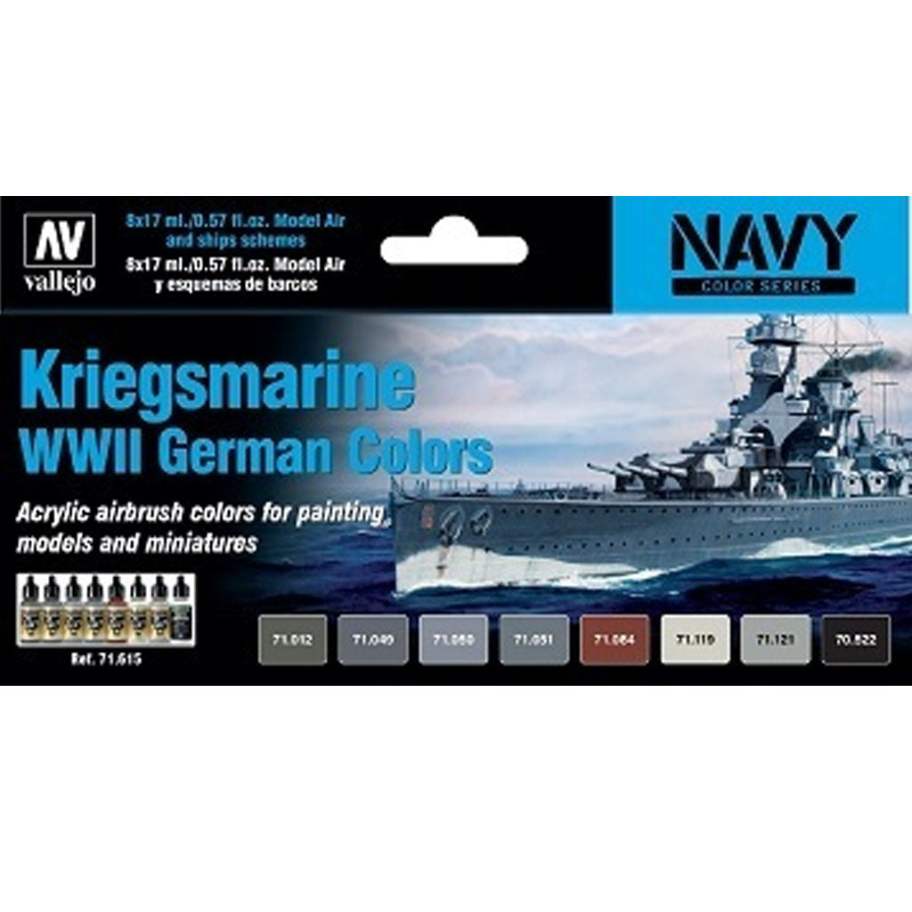 Vallejo 71615 Model Air Kriegsmarine WWII German Colors 8 Color Acrylic Airbrush