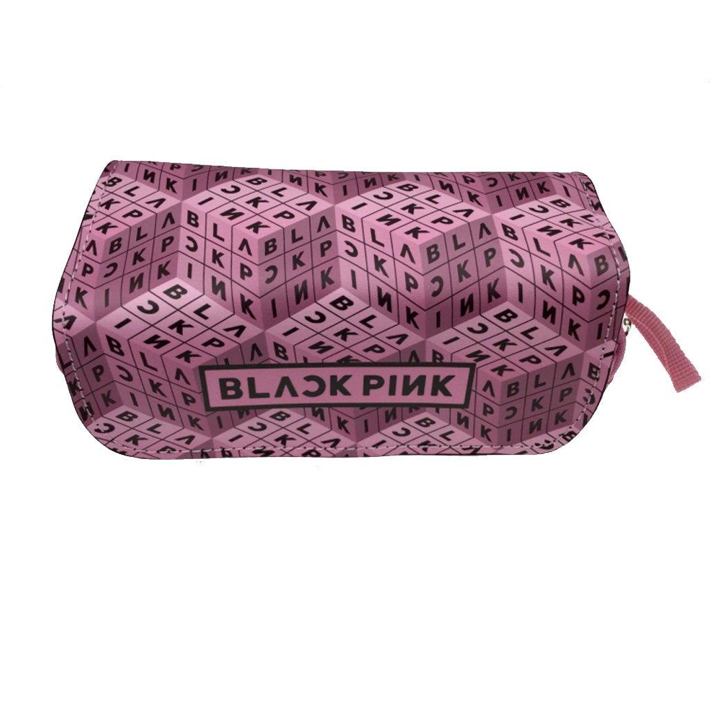Black Pink - Double Zipper Pencil Case - 20x10x7.5cm