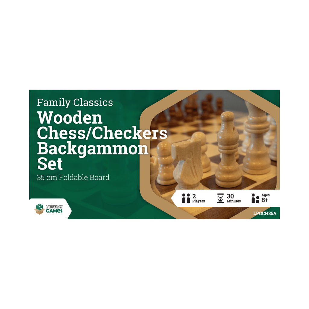 LPG Wooden Folding Chess-Checkers-Backgammon Set 35cm
