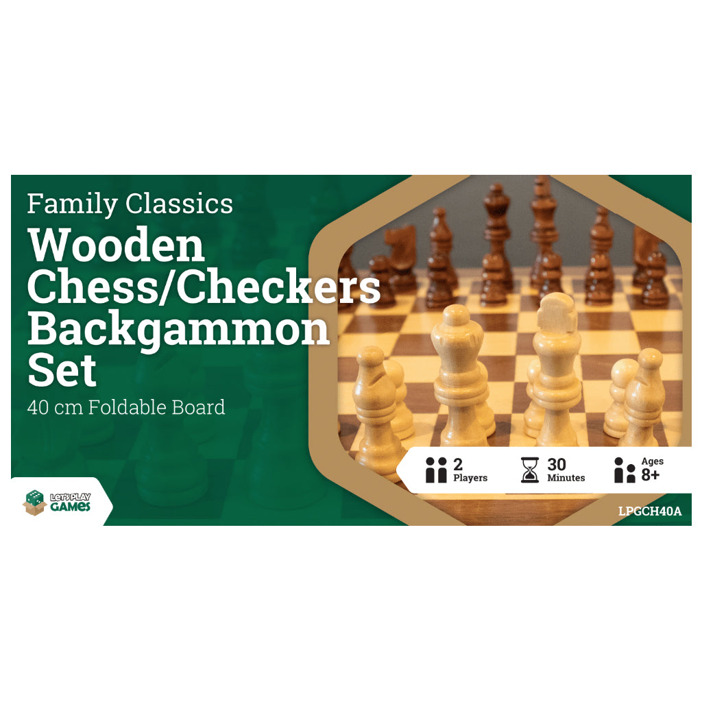 LPG Wooden Folding Chess-Checkers-Backgammon Set 40cm