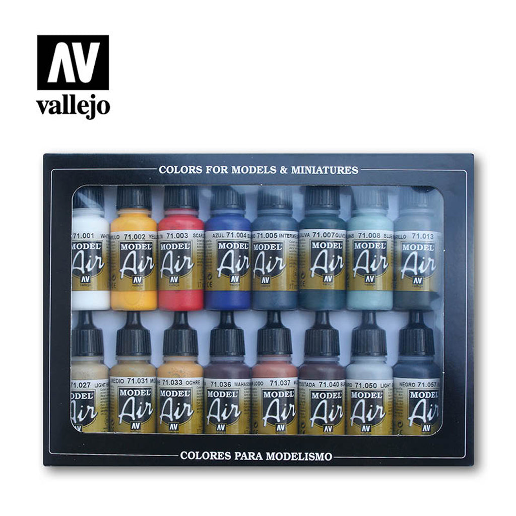 Vallejo Model Air - Basic Colour 16 Pack Colour Set