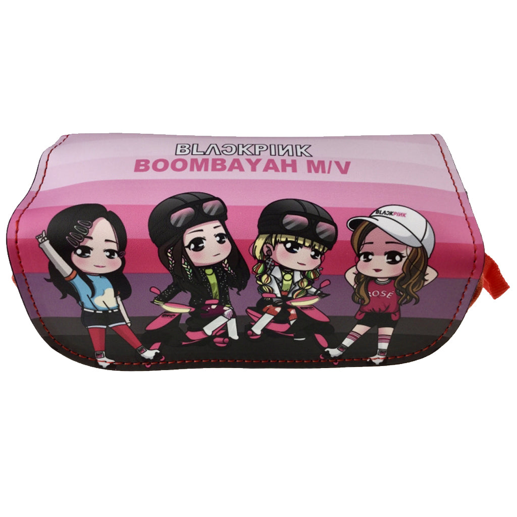 Black Pink - Double Zipper Pencil Case - 20x10x7.5cm