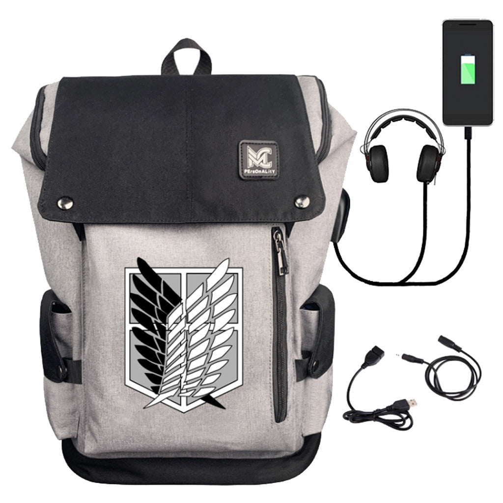 Attack on Titan - Premium Back Pack w- Data Cable - 44x32x16cm