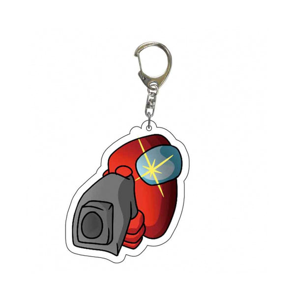 Among Us - Acrylic Character Key Chain - Red with Gun - Comic Book Factory