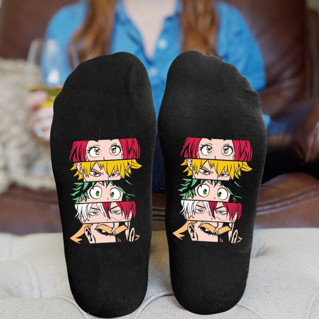 My Hero Academia Anime Knitted Print Socks Adult One Size Tube Height 15cm